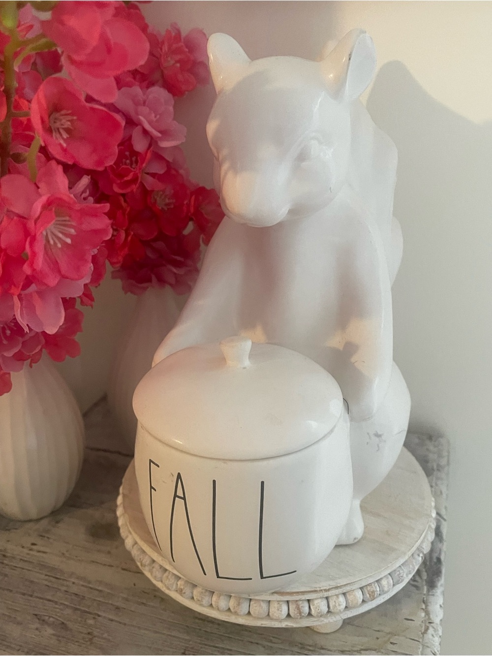 Rae Dunn White Ceramic Squirrel Fall Jar